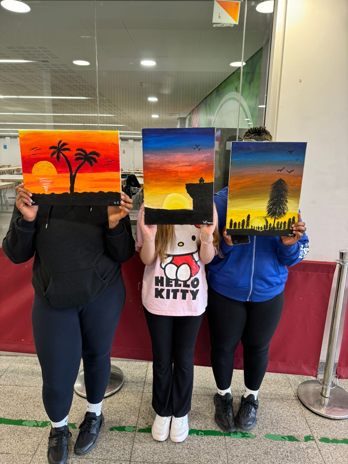 Girl group sunset painting