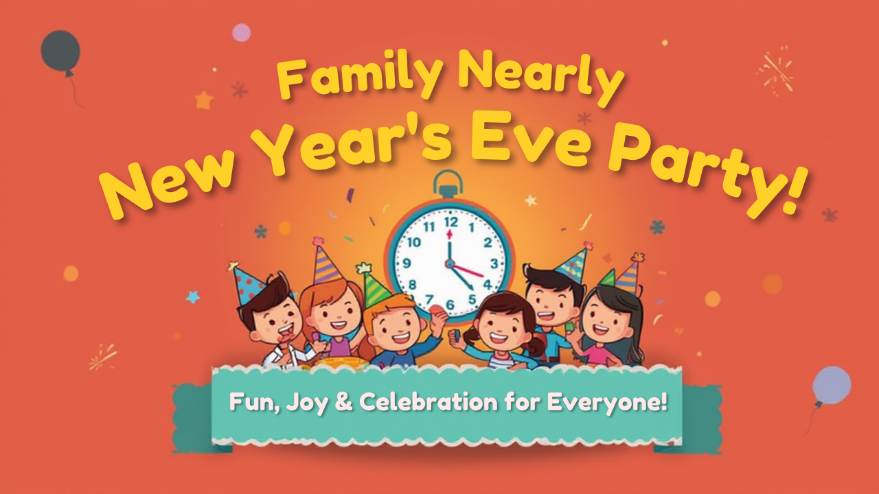 Cheerful Family Celebrating New Year's Eve
