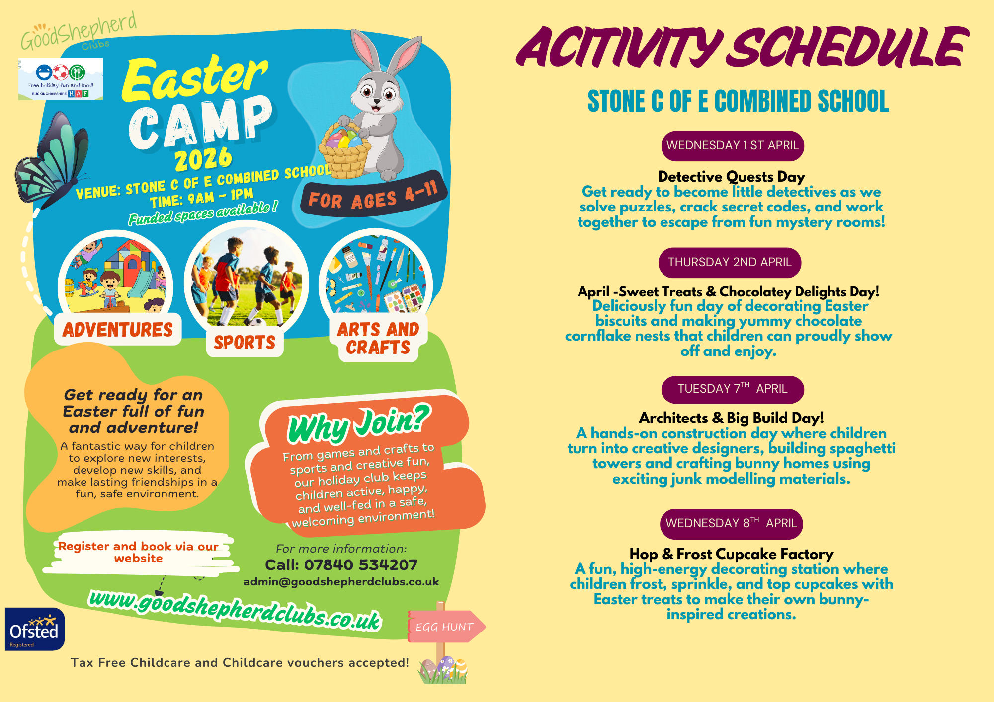 Easter Camp Stone Combined School flyer