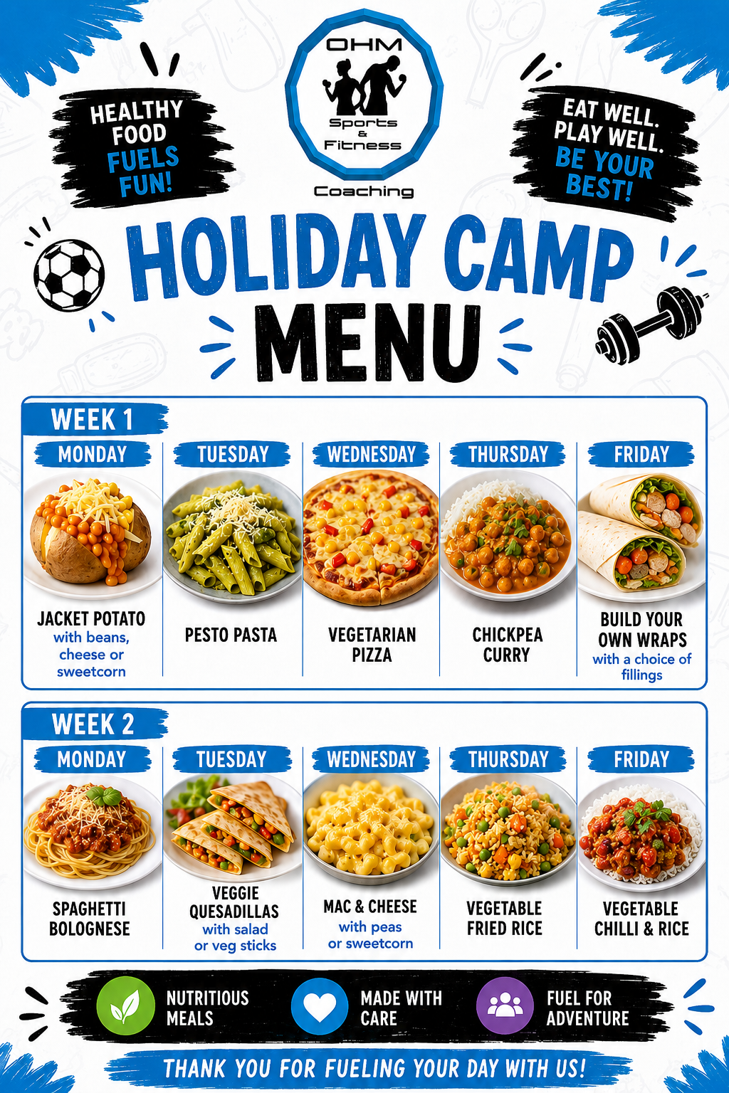 Summer Camp Menu 